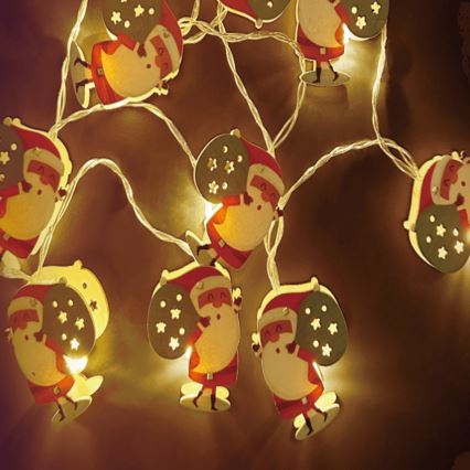 Aigostar - LED Kalėdinė girlianda 10xLED/3xAA 1,5m šiltai balta Santa Claus