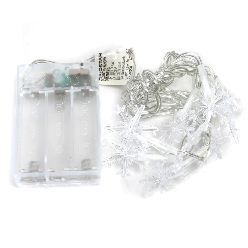 Aigostar - LED Kalėdinė girlianda 10xLED/3xAA 1,5m šiltai balta snaigės