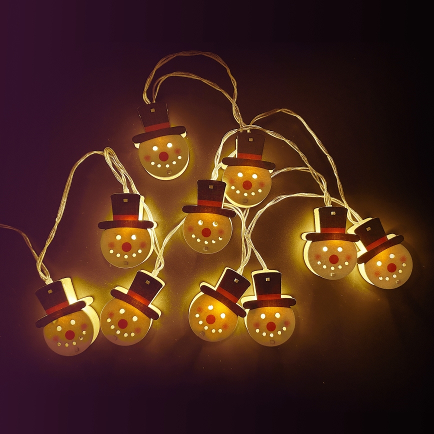 Aigostar - LED kalėdinė girlianda 10xLED/3xAA 1,5m šiltai balta sniego senis