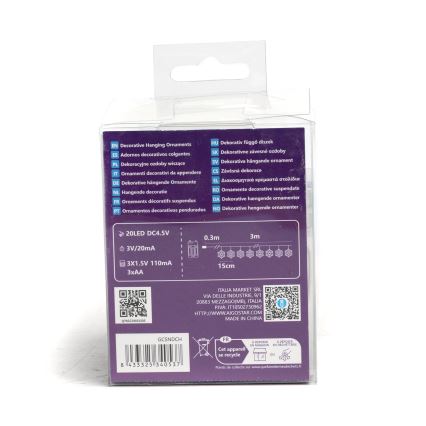 Aigostar - LED Kalėdinė girlianda 20xLED/3xAA 3,3m snaigės