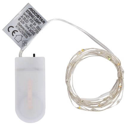 Aigostar - LED Kalėdinė girlianda 20xLED/2xCR2032 2m daugiaspalvė
