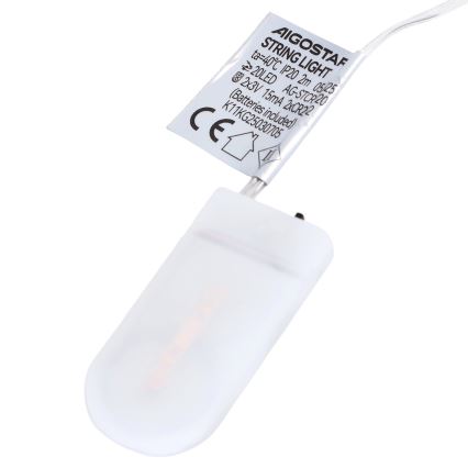 Aigostar - LED Kalėdinė girlianda 20xLED/2xCR2032 2m daugiaspalvė