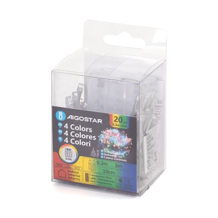 Aigostar - LED Kalėdinė girlianda 20xLED/3xAA 2,3m daugiaspalvė