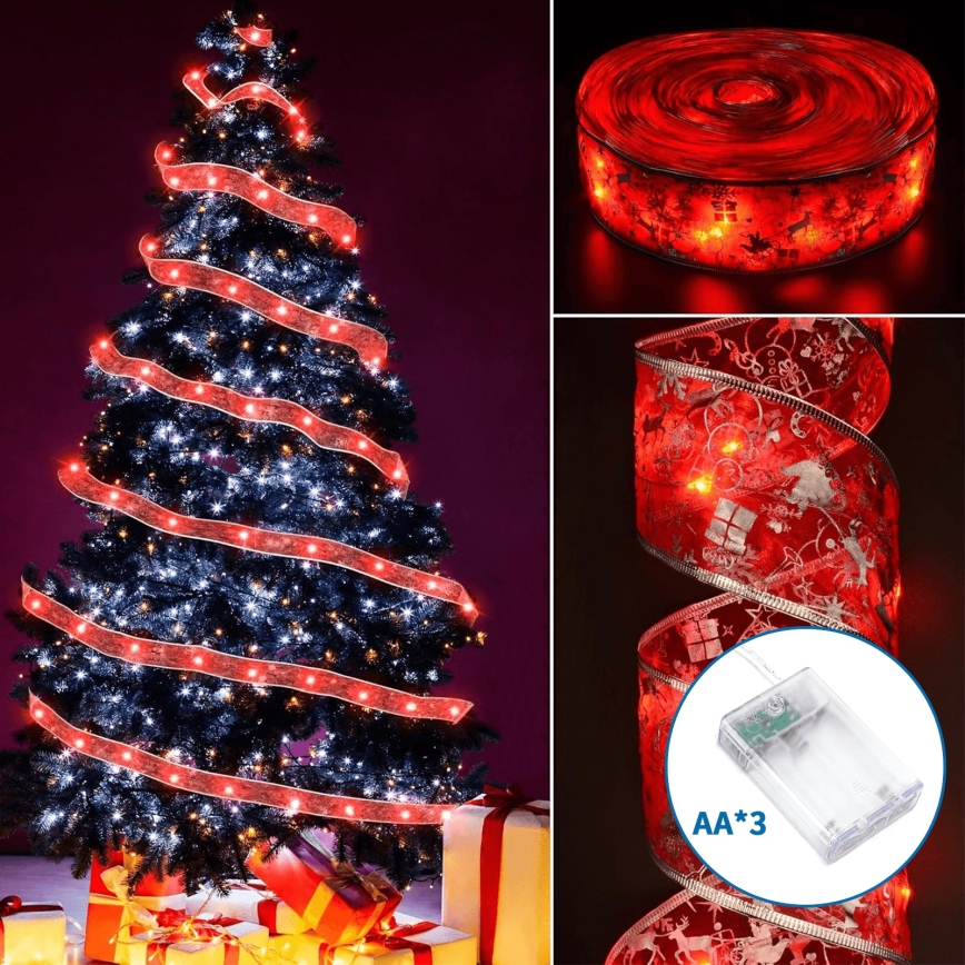Aigostar - LED Kalėdinė girlianda 20xLED/3xAA 2 m šiltai balta raudona