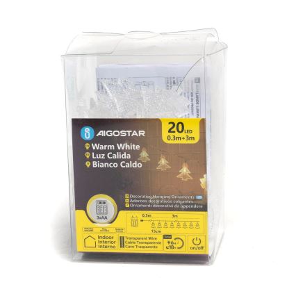 Aigostar - LED kalėdinė girlianda 20xLED/3xAA 3,3m medžiai