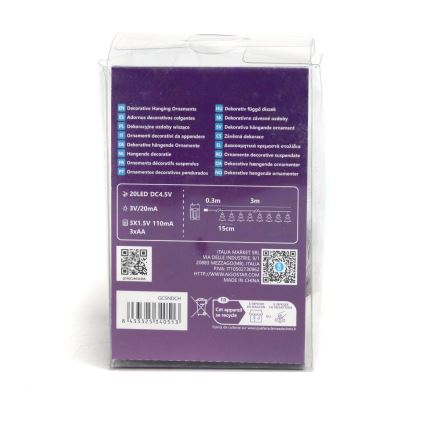Aigostar - LED kalėdinė girlianda 20xLED/3xAA 3,3m medžiai