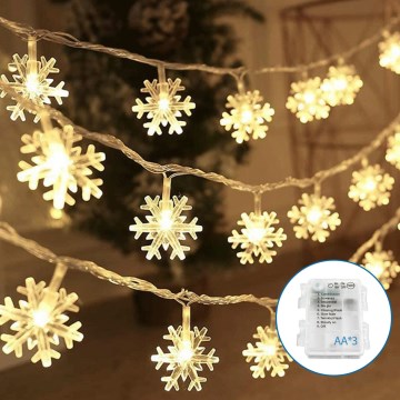 Aigostar - LED Kalėdinė girlianda 20xLED/3xAA 3,3m snaigės