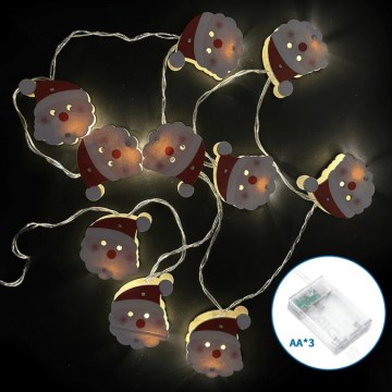 Aigostar - LED Kalėdinė girlianda 20xLED/3xAA 3m šiltai balta Kalėdų Senelis