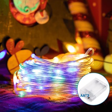 Aigostar - LED kalėdinė girlianda 50xLED/3xAA 5,3m daugiaspalvis