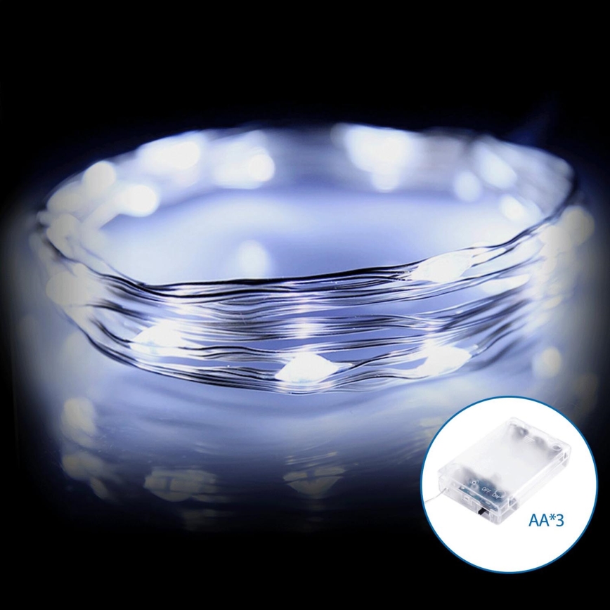 Aigostar - LED kalėdinė girlianda 50xLED/3xAA 5,3m šalta balta