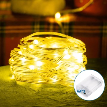 Aigostar - LED kalėdinė girlianda 50xLED/3xAA 5,3m šilta balta