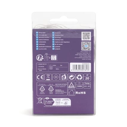 Aigostar - LED kalėdinė girlianda 50xLED/3xAA 5,3m šilta balta