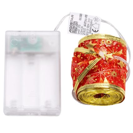 Aigostar - LED kalėdinė girlianda 50xLED/3xAA 5m šiltai balta raudona