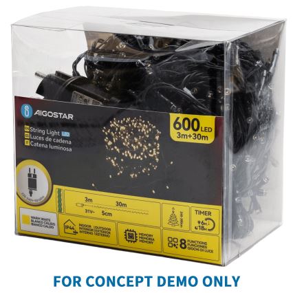 Aigostar - LED Kalėdinė lauko girlianda 2500xLED/8 funkcijų 53m IP44 šalta balta