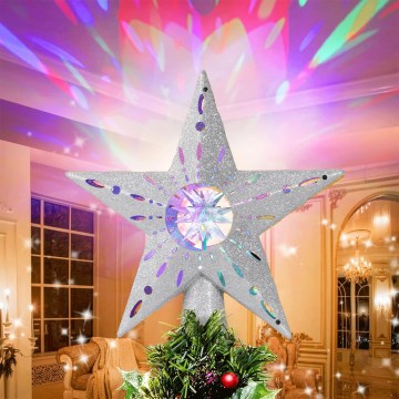 Aigostar - LED kalėdinis snaigių projektorius LED/5W/230V daugiaspalvė žvaigždė sidabrinė