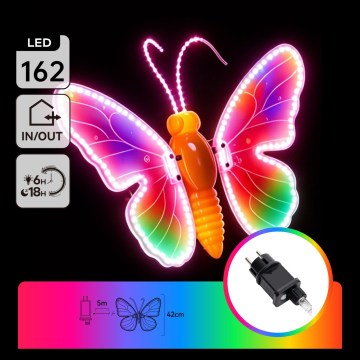 Aigostar - LED lauko dekoracija 162xLED 42 cm IP44 drugelis/įvairiaspalvis