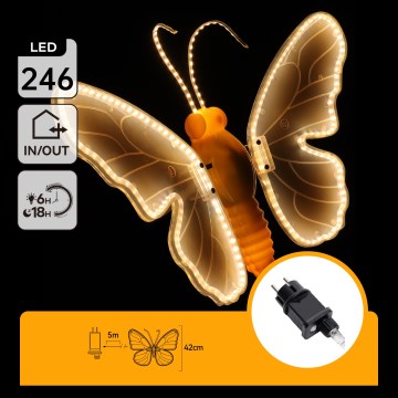 Aigostar - LED lauko dekoracija 246xLED/9W/230V 42 cm IP44 drugelis/daugiaspalvis