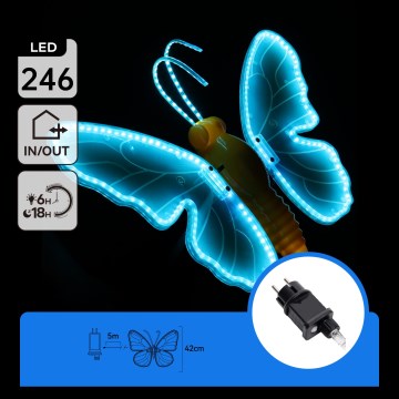 Aigostar - LED lauko dekoracija 246xLED/9W/230V 42 cm IP44 drugelis/mėlyna