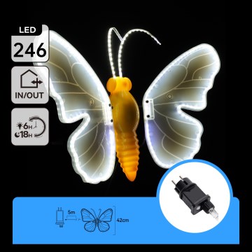 Aigostar - LED lauko dekoracija 246xLED/9W/230V 42 cm IP44 drugelis/šaltai balta
