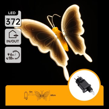 Aigostar - LED Lauko dekoracija 306xLED IP44 šiltai balta drugelis