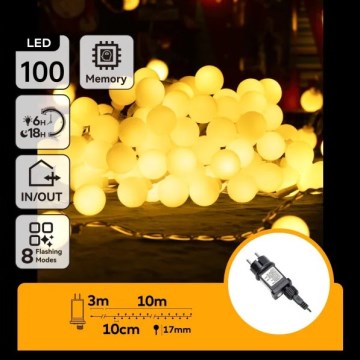 Aigostar - LED lauko dekoratyvinė girlianda 100 LED / 8 funkcijų 10 m IP44 šiltai balta