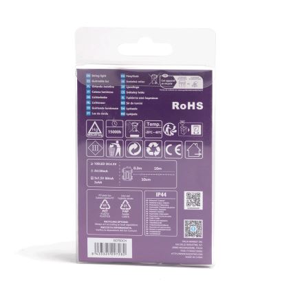 Aigostar - LED lauko girlianda 100xLED/8 funkcijų/3xAA10,3m IP44 daugiaspalvė