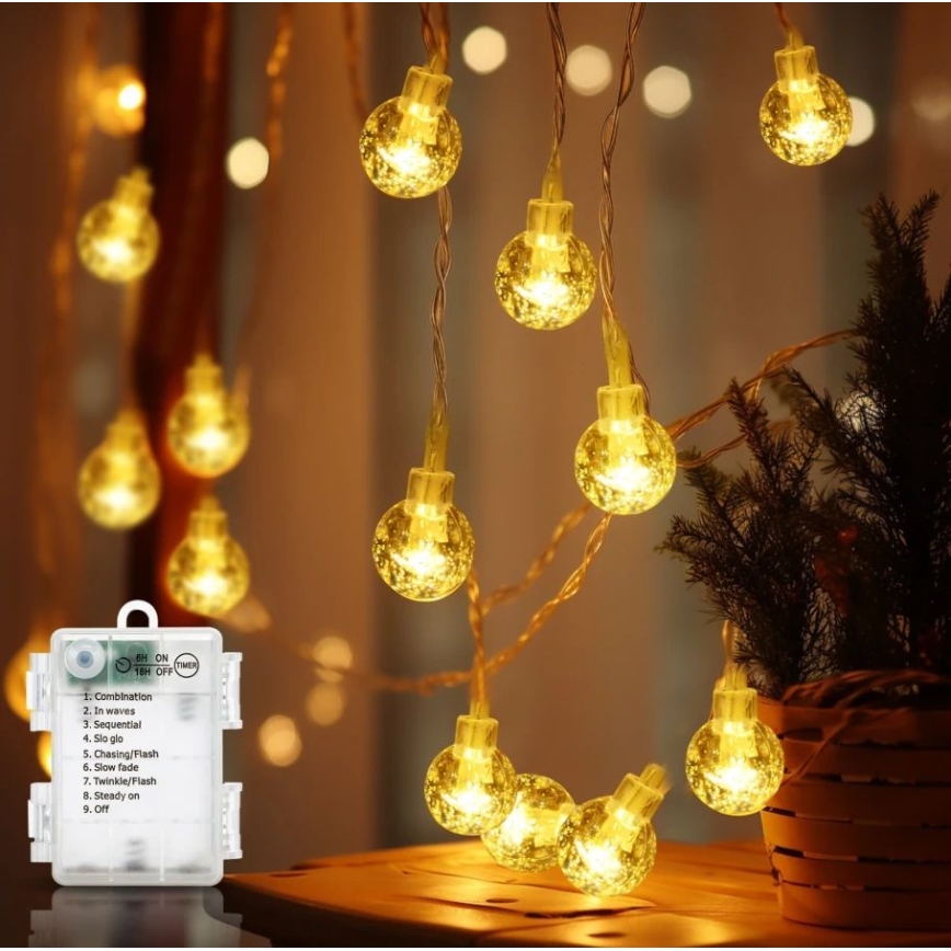 Aigostar - LED lauko girlianda 100xLED/3xAA/8 funkcijų 10,3 m IP44 šiltai balta