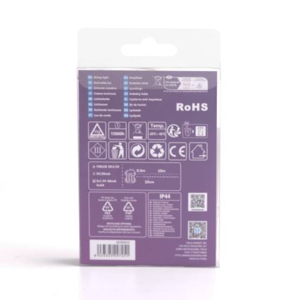 Aigostar - LED lauko  girlianda 100xLED/8 funkcijų/3xAA 10,3m IP44 šaltai balta