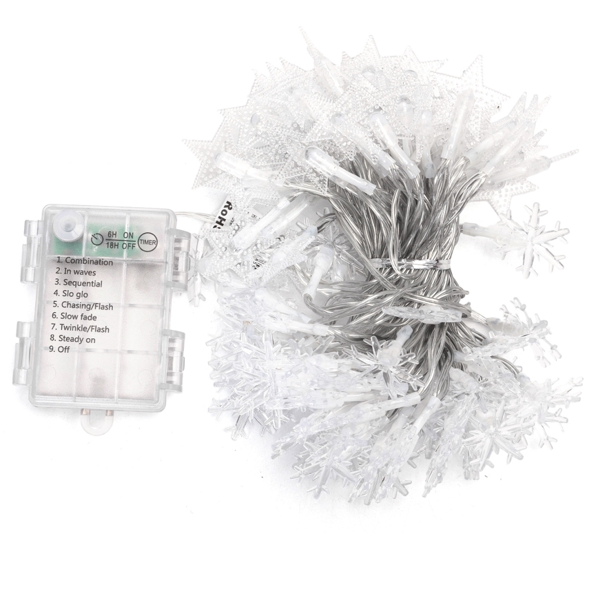 Aigostar - LED lauko girlianda 100xLED/8 funkcijų 3xAA 10 m IP44 šaltai balta