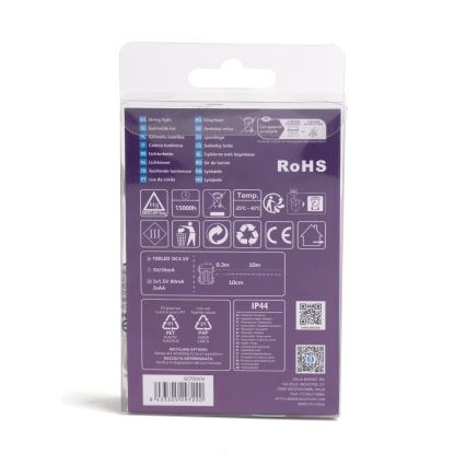 Aigostar -LED lauko girlianda 100xLED/8 režimai 3xAA 10,3m IP44 šiltai balta