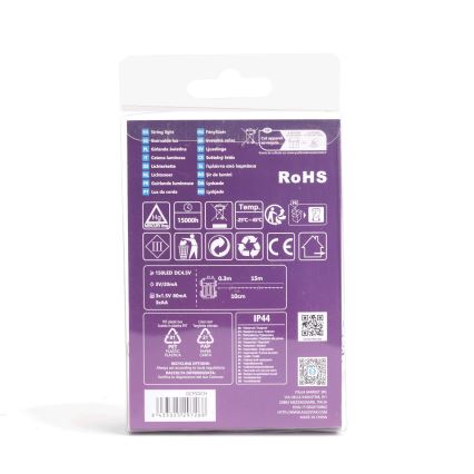 Aigostar - LED Lauko girlianda 150xLED/8 funkcijų/3xAA 15,3m IP44 šaltai balta