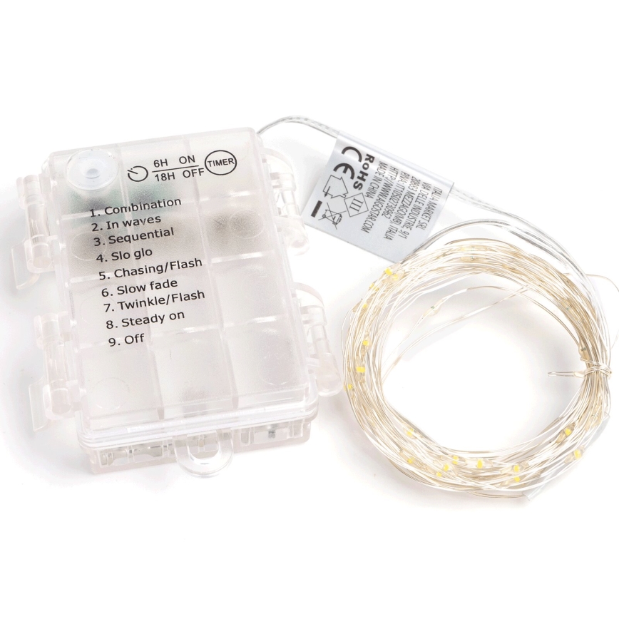 Aigostar -LED lauko girlianda 150xLED/8 funkcijų 3xAA 15,3m IP44 šiltai balta