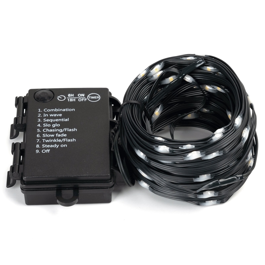 Aigostar -LED Lauko girlianda 150xLED/8 funkcijų 3xAA 15,3m IP44 šiltai balta