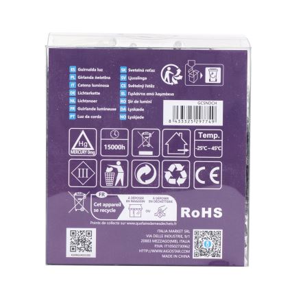 Aigostar - LED lauko girlianda, 300 LED, 8 šviesos režimai, maitinimas 3×AA, ilgis 15,3 m, IP44, daugiaspalvė