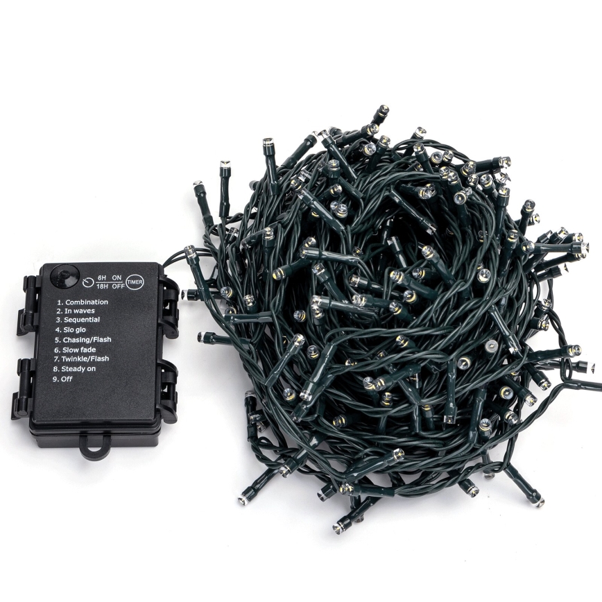 Aigostar-LED Lauko girlianda 300xLED/8 funkcijų 3xAA 15,3m IP44 šiltai balta