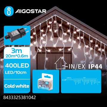 Aigostar - LED lauko girlianda 400xLED/8 funkcijų 23x0,6m IP44 šaltai balta