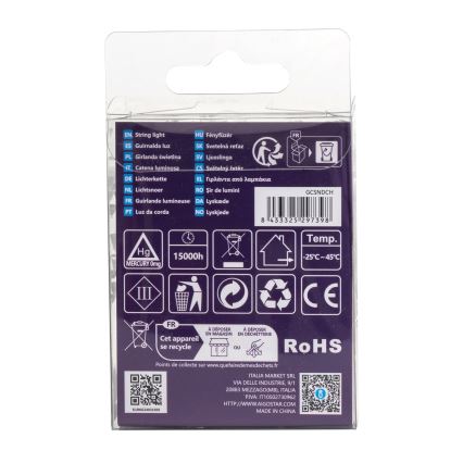 Aigostar - LED lauko girlianda 50 LED / 8 režimų, 3x AA, 5,3 m, IP44, šiltai balta