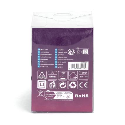 Aigostar - LED lauko girlianda 50xLED/8 funkcijų 8m IP44 šaltai balta