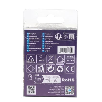 Aigostar - LED lauko girlianda 50xLED/8 režimai 3xAA 5,3 m IP44 įvairiaspalvė