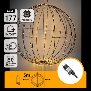 Aigostar - LED lauko kalėdinė dekoracija 177xLED/3,6W/230V 60 cm IP44 rutulys šiltai baltas