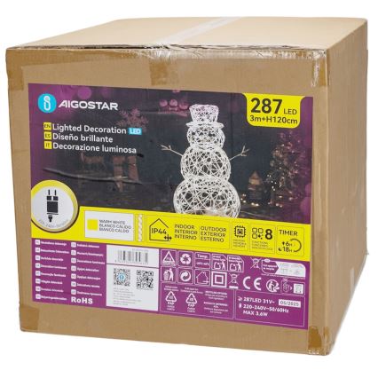 Aigostar - LED lauko kalėdinė dekoracija 3,6W/31/230V 2700K 120 cm IP44 sniego senis