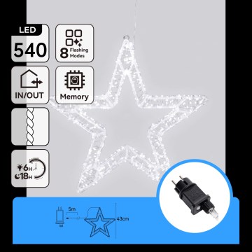Aigostar - LED Lauko kalėdinė dekoracija 540xLED/6W/230V 43 cm IP44 šaltai balta snaigė