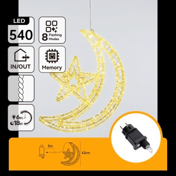 Aigostar - LED lauko kalėdinė dekoracija 540xLED/6W/230V 43 cm IP44 šilta balta mėnulis