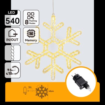 Aigostar - LED lauko kalėdinė dekoracija 540xLED/6W/230V 43 cm IP44 šiltai balta snaigė