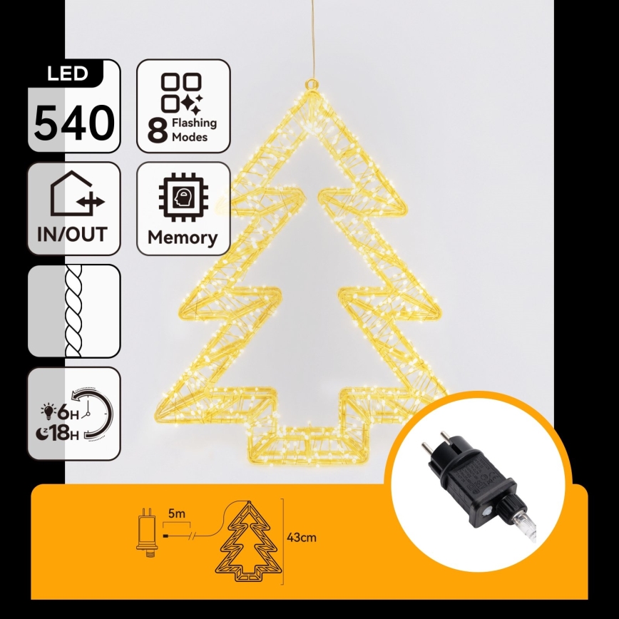 Aigostar - LED lauko kalėdinė dekoracija 540xLED/6W/230V IP44 šiltai balta 45 cm eglutė