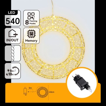 Aigostar - LED lauko kalėdinė dekoracija 540xLED/6W/230V IP44 šiltai balta 45 cm skersmuo