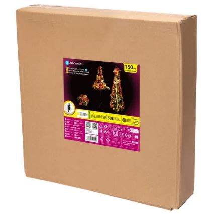 Aigostar - lauko LED kalėdinė eglutė 150 LED 1,8 m IP44 raudona/auksinė šiltai balta