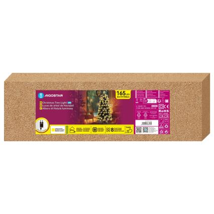 Aigostar - LED lauko Kalėdų eglutė 165 LED/8 funkcijų 1,5 m IP44 šiltai balta
