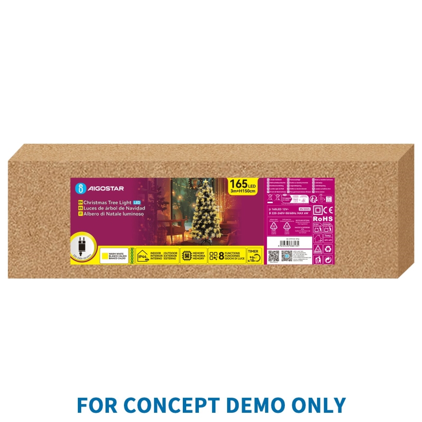 Aigostar - LED Lauko kalėdinė eglutė 55xLED/8 funkcijų 0,6 m IP44 šiltai balta