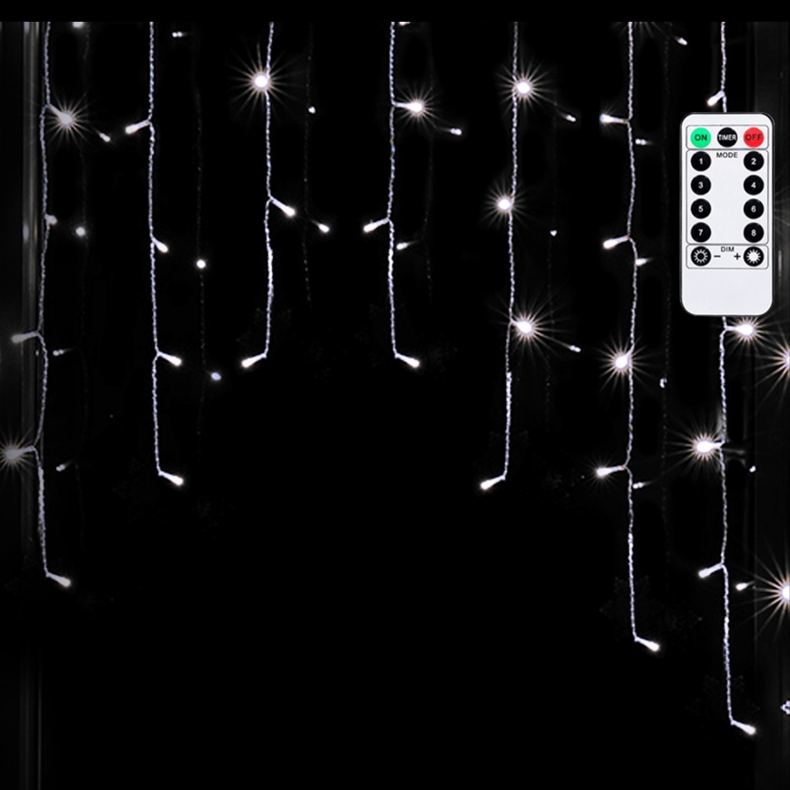 Aigostar - LED lauko kalėdinė girlianda 100xLED/6W/230V/8 funkcijų 1,5x1m IP44 šaltai balta + su nuotoliniu pulteliu